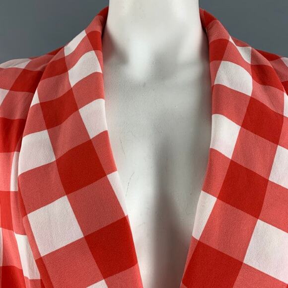 LA PERLA Size L Red White Checkered Nylon Elastane Robe - Picture 2 of 5
